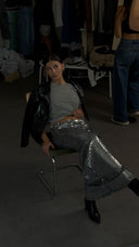 Silver Sequin Maxi Skirt