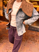 OVERSIZED DENIM JACKET WITH SHERPA COLLAR