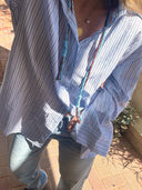 Striped Boyfriend Shirt light blue