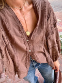 Boho Frayed Lace Blouse