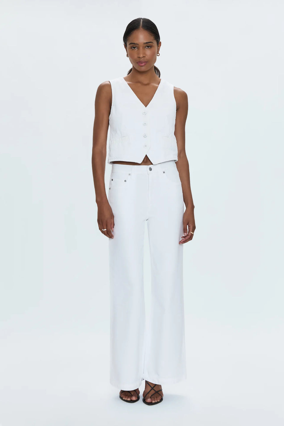JADYN LOW SLUNG PALAZZO JEAN - VIVID WHITE