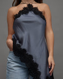 Asymmetrical Satin Lace Top
