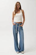 JADYN MID RISE DRAWSTRING PALAZZO JEAN - EXPANSE