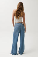 JADYN MID RISE DRAWSTRING PALAZZO JEAN - EXPANSE