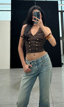 Buttoned Halter Top
