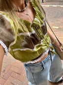 Smocked Boho Ruffle Crop Top