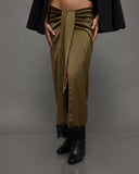 Olive Satin Lace Skirt