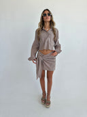 Cropped Shirt & Wrap Skirt Set
