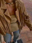 Faux Suede Fringe Jacket