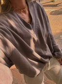 V-Neck Washed Sweatshirt