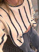 The Soft Striped Cozy Knit navy blue