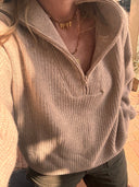 HALF-ZIP KNIT SWEATER beige