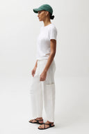SABRINA CURVED UTILITY PANTS - WHITE