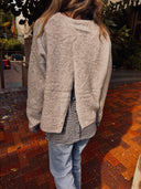Layered Look Split-Back Sweater light gray