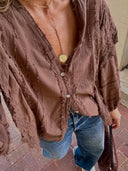 Boho Frayed Lace Blouse