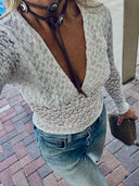WHITE SHEER CROCHET V NECK TOP SHEER CROCHET VNECK TOP
