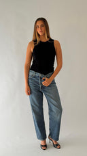 Ribbed high-neck tank top