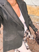 faux leather blazer