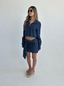 Cropped Shirt & Wrap Skirt Set