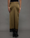 Olive Satin Lace Skirt