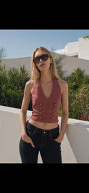 Buttoned Halter Top