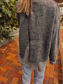 Layered Look Split-Back Sweater dark gray