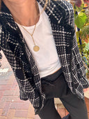 Black & White Tweed Plaid Jacket