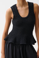 ANNA PEPLUM SWEATER - BLACK