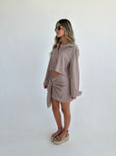 Cropped Shirt & Wrap Skirt Set