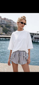 Striped Ruffle Trim Shorts