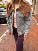 OVERSIZED DENIM JACKET WITH SHERPA COLLAR