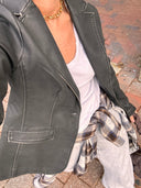 faux leather blazer