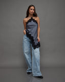 Asymmetrical Satin Lace Top