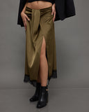 Olive Satin Lace Skirt