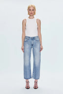 LEXI MID RISE BOWED STRAIGHT JEAN - BOWIE