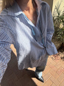 Striped Boyfriend Shirt light blue