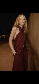 Cross-Neck Wrap Halter Top