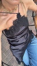 Asymmetrical Satin Lace Top