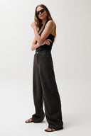 SYDNEY HIGH RISE LINEN BOWED WIDE - BRISTOL BLACK