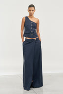 Wrap-Front Slit Skirt