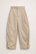 wide-leg trousers with hem tabs camel