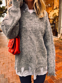 Layered Knit Sweater gray