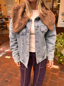 OVERSIZED DENIM JACKET WITH SHERPA COLLAR