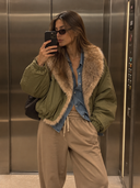 Olive Faux Fur Bomber coat