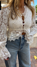 Ivory Lace Pearl Blouse