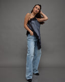 Asymmetrical Satin Lace Top
