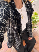 Black & White Tweed Plaid Jacket