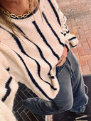 The Soft Striped Cozy Knit navy blue