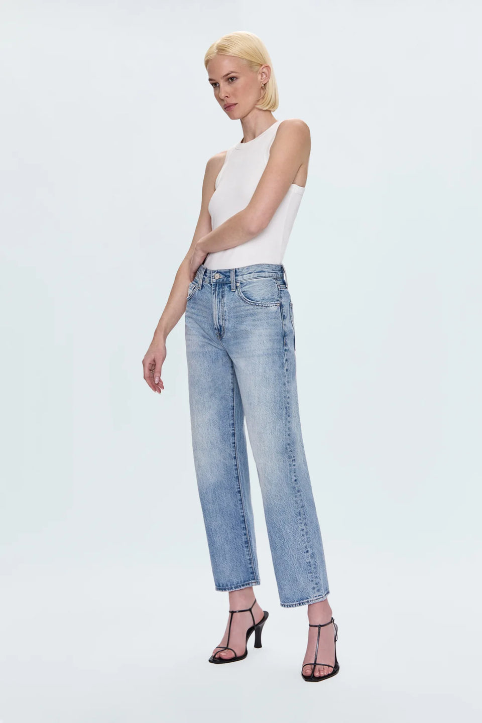 LEXI MID RISE BOWED STRAIGHT JEAN - BOWIE