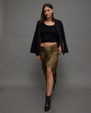 Olive Satin Lace Skirt